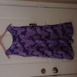 Roundy Bay sleeveless dress 100% polyester size L mainly purple with white